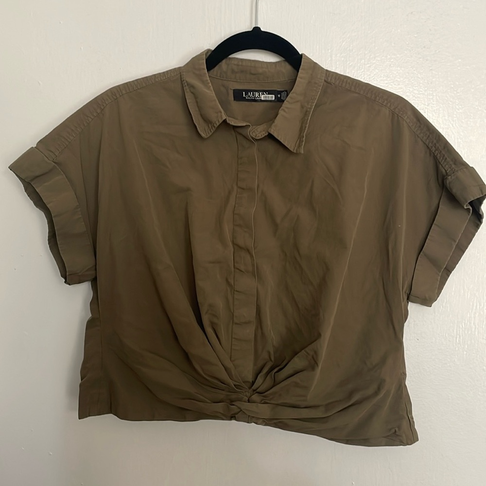 Ralph Lauren Cropped Knotted Blouse